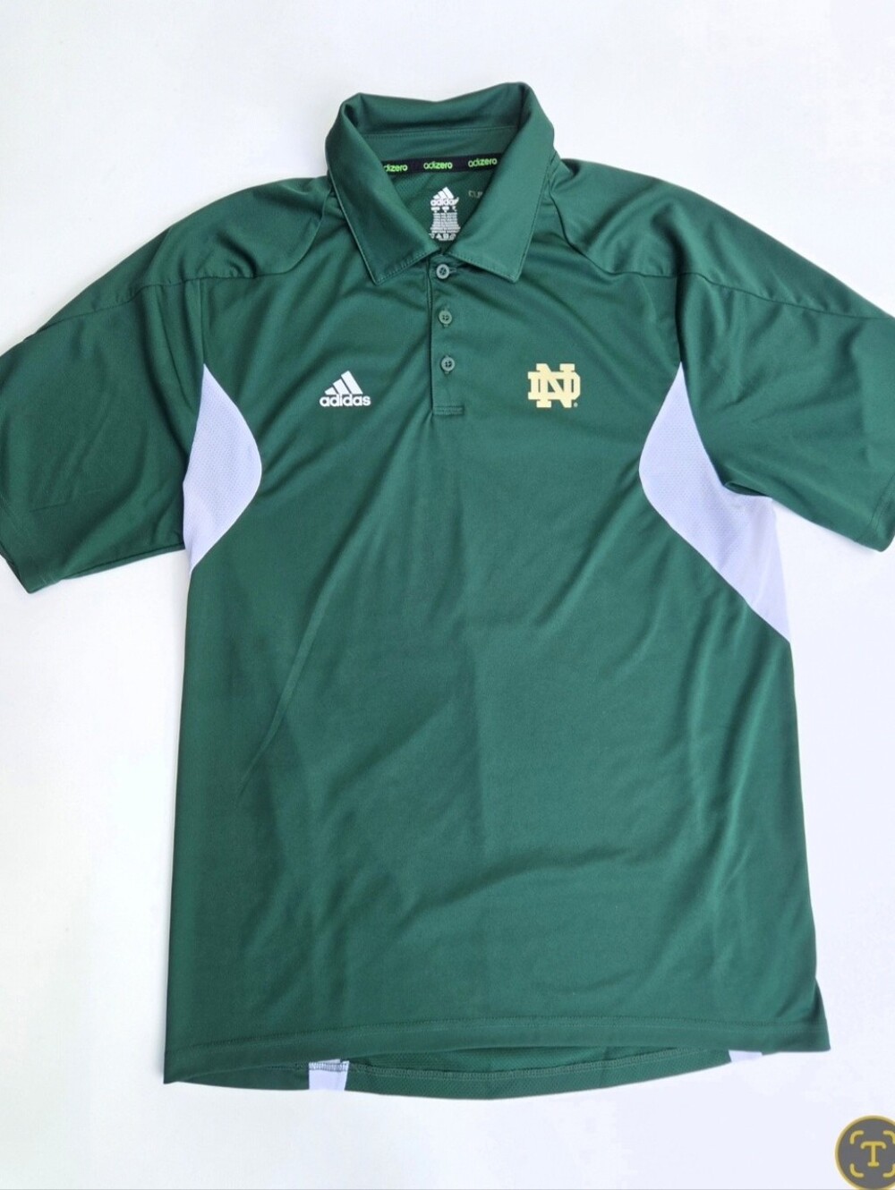 ADIDAS Notre Dame Fighting Irish Green Polo - ND ClimaLITE technology Size-M